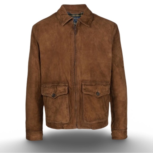 Polo by Ralph Lauren Irvin Goat Suede Bomber Jacket in Country Brown - Picture 10 of 11